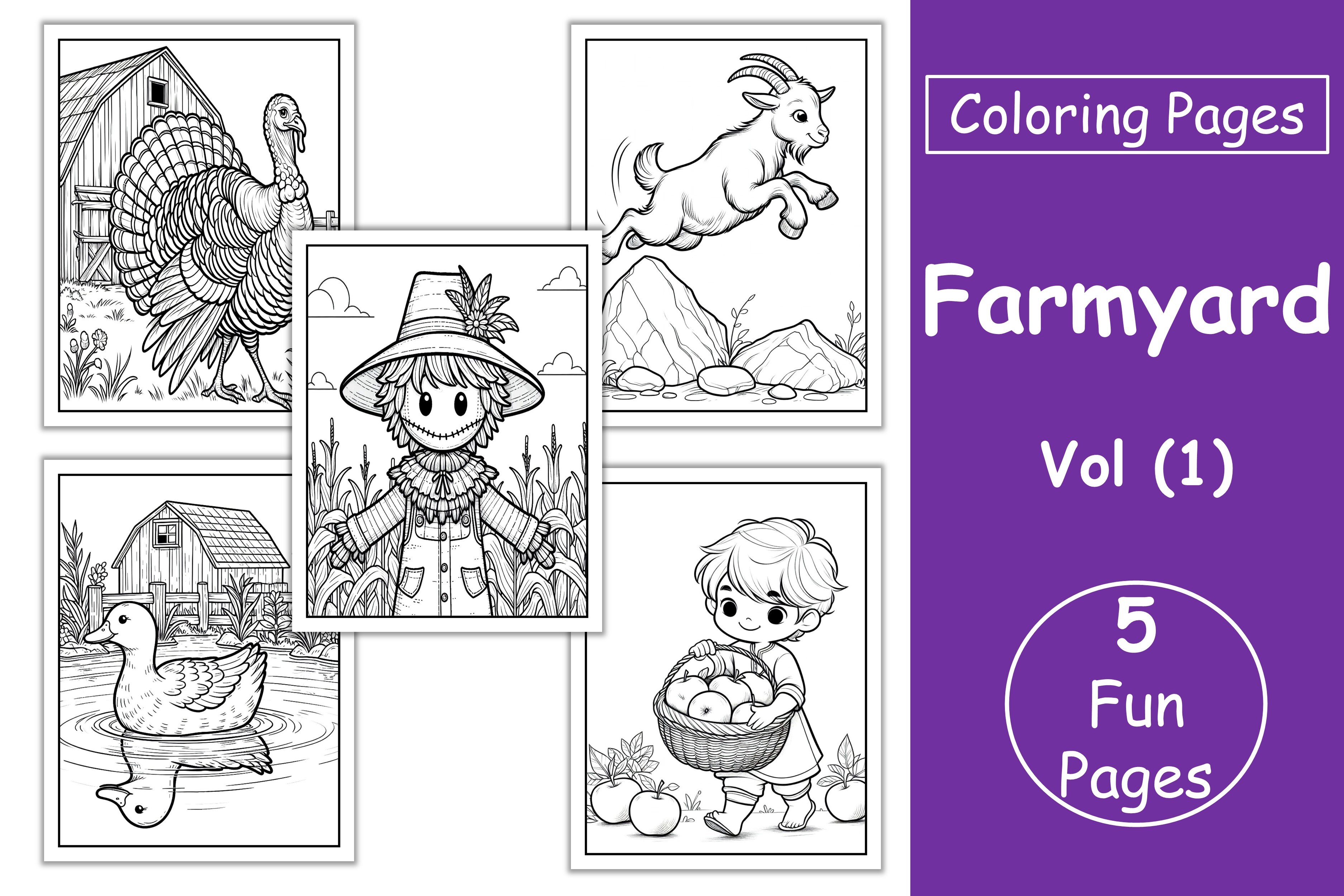 Farmyard Coloring Pages for Kids Vol 1 Graphic by Ahmed Sherif ...