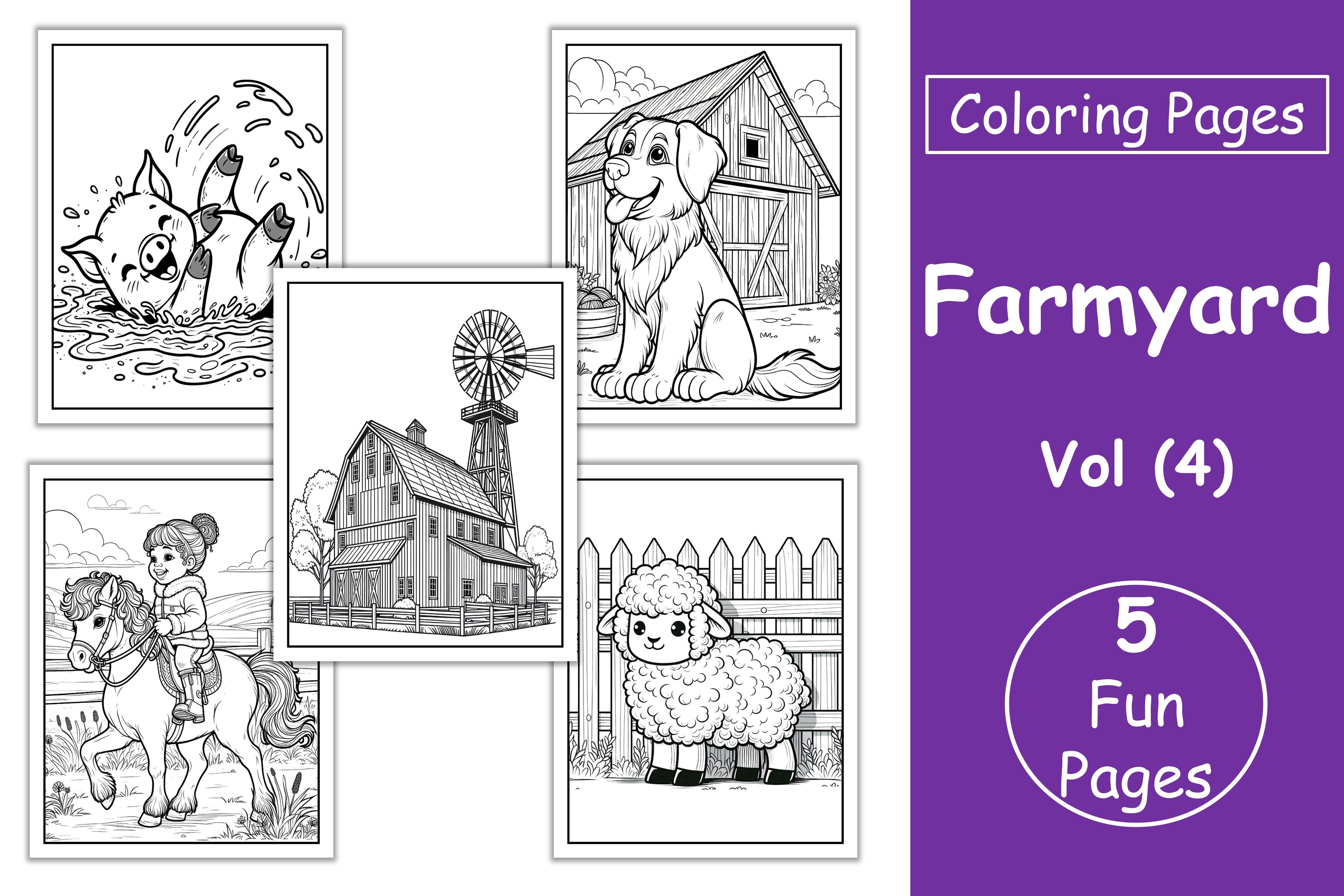 Farmyard Coloring Pages for Kids Vol 4 Graphic by Ahmed Sherif ...