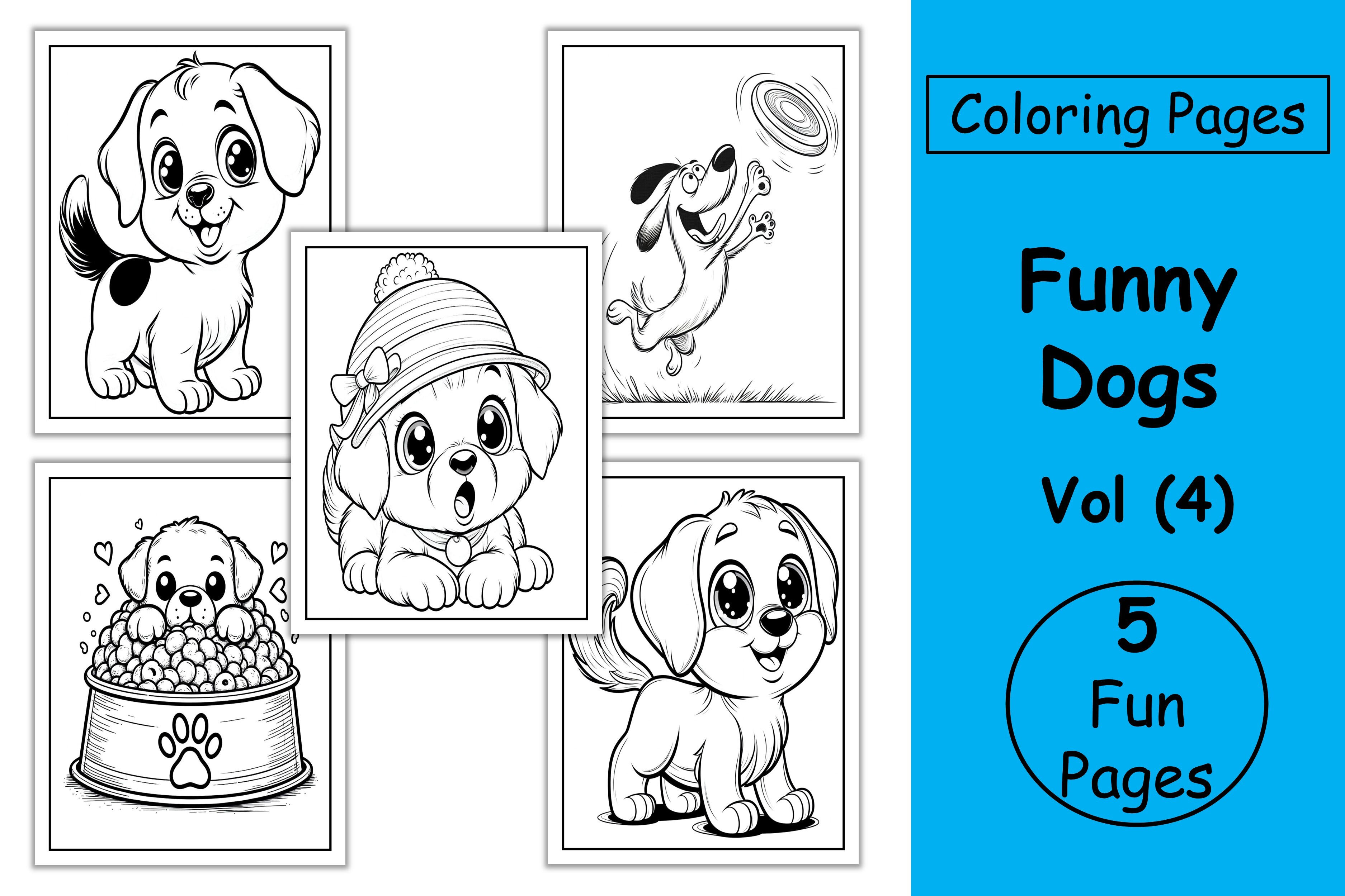 Funny Dogs Coloring Pages for Kids Vol 4 Graphic by Ahmed Sherif ...
