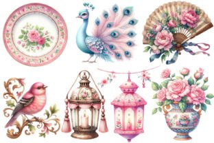 Pink Chinoiserie Summer Clipart Graphic by Designworld · Creative Fabrica