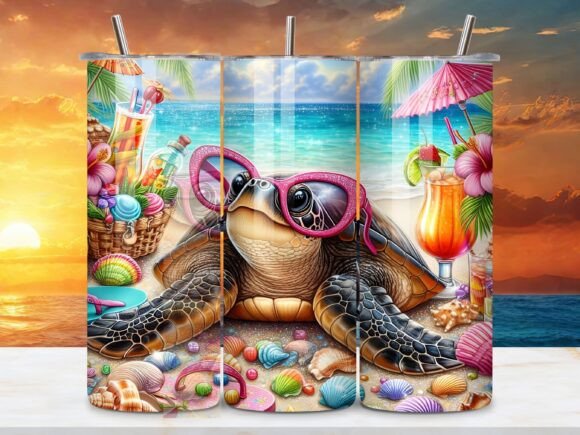 Beach Turtle Tumbler Wrap 20oz