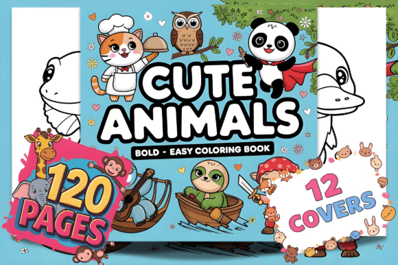 Bold and Easy Cute Animal Coloring Pages