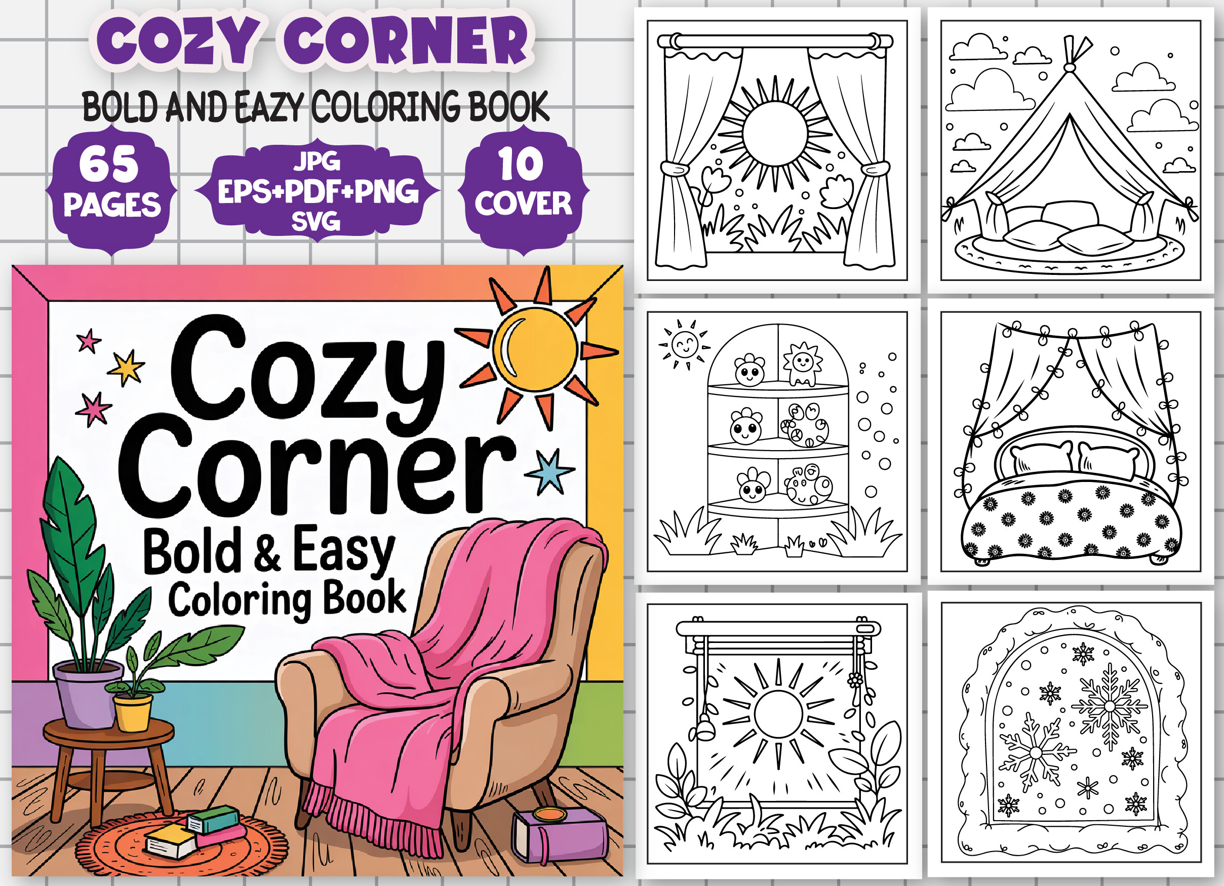 Cozy Corner, Bold and Easy Coloring Book