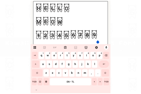 Kawaii Cats Holding Letters Font PNG with transparent background - Preview 3