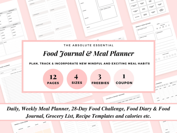 Meal Planner, Food Journal Weekly Food