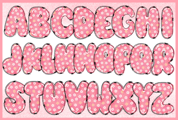 Pink Flower Font PNG with transparent background - Preview 1