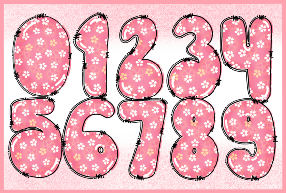 Pink Flower Font PNG with transparent background - Preview 2