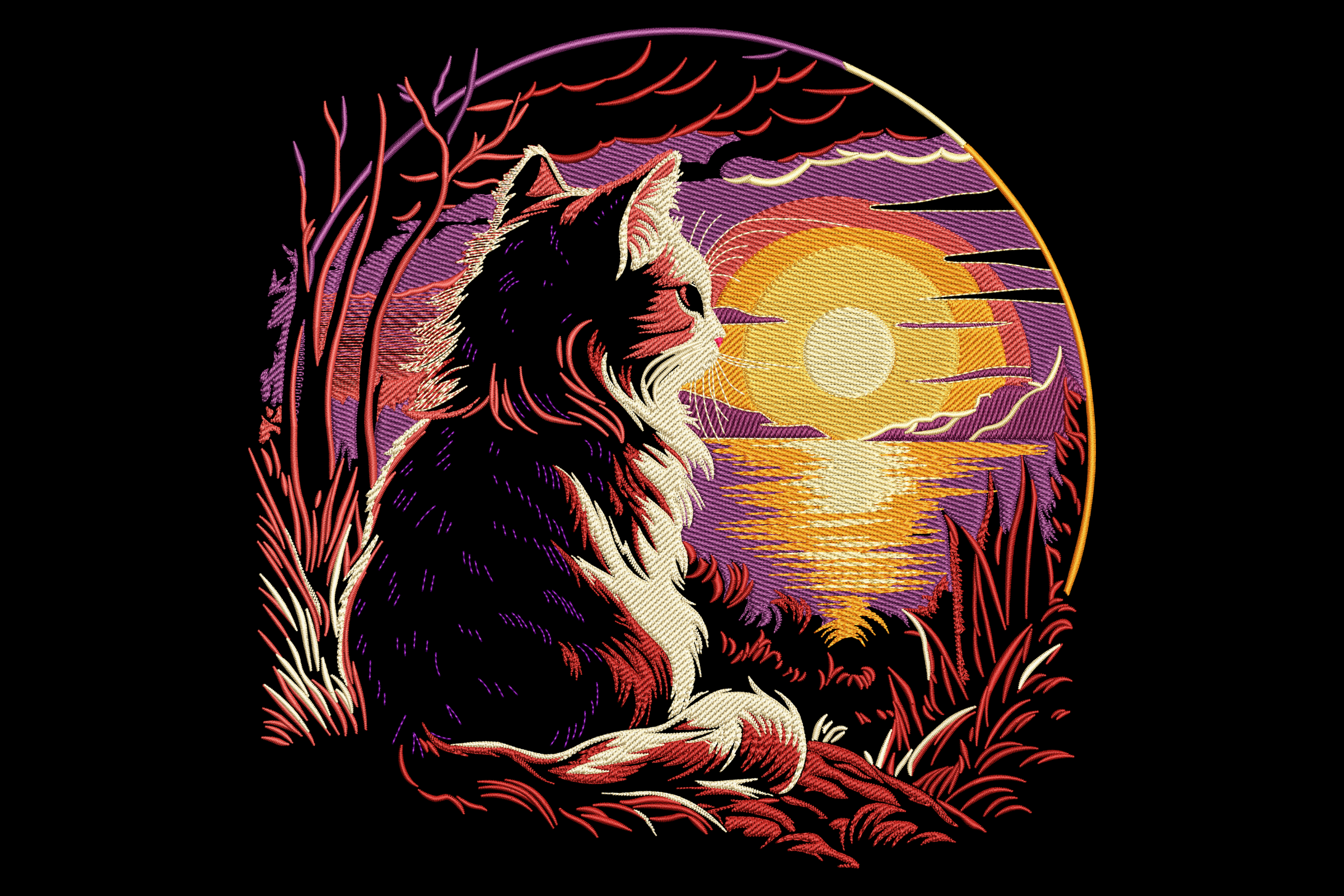 Sunset Cat Silhouette