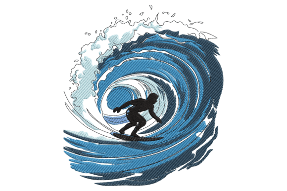 Surfer Riding Big Wave