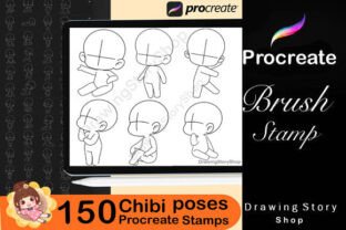 150 Base Chibi Procreate Pose Stamps Graphic by DrawingStoryShop ...