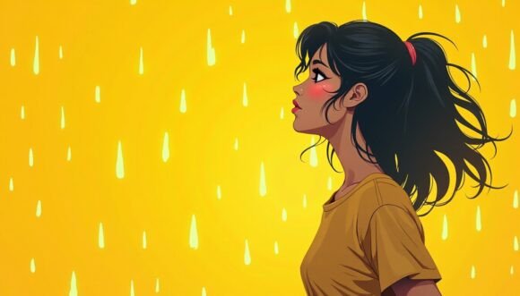 A Retro 80s Poster of a Girl in Glowing