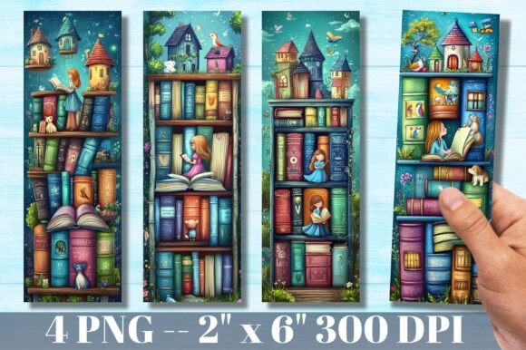 Bookshelf Printable Bookmark PNG