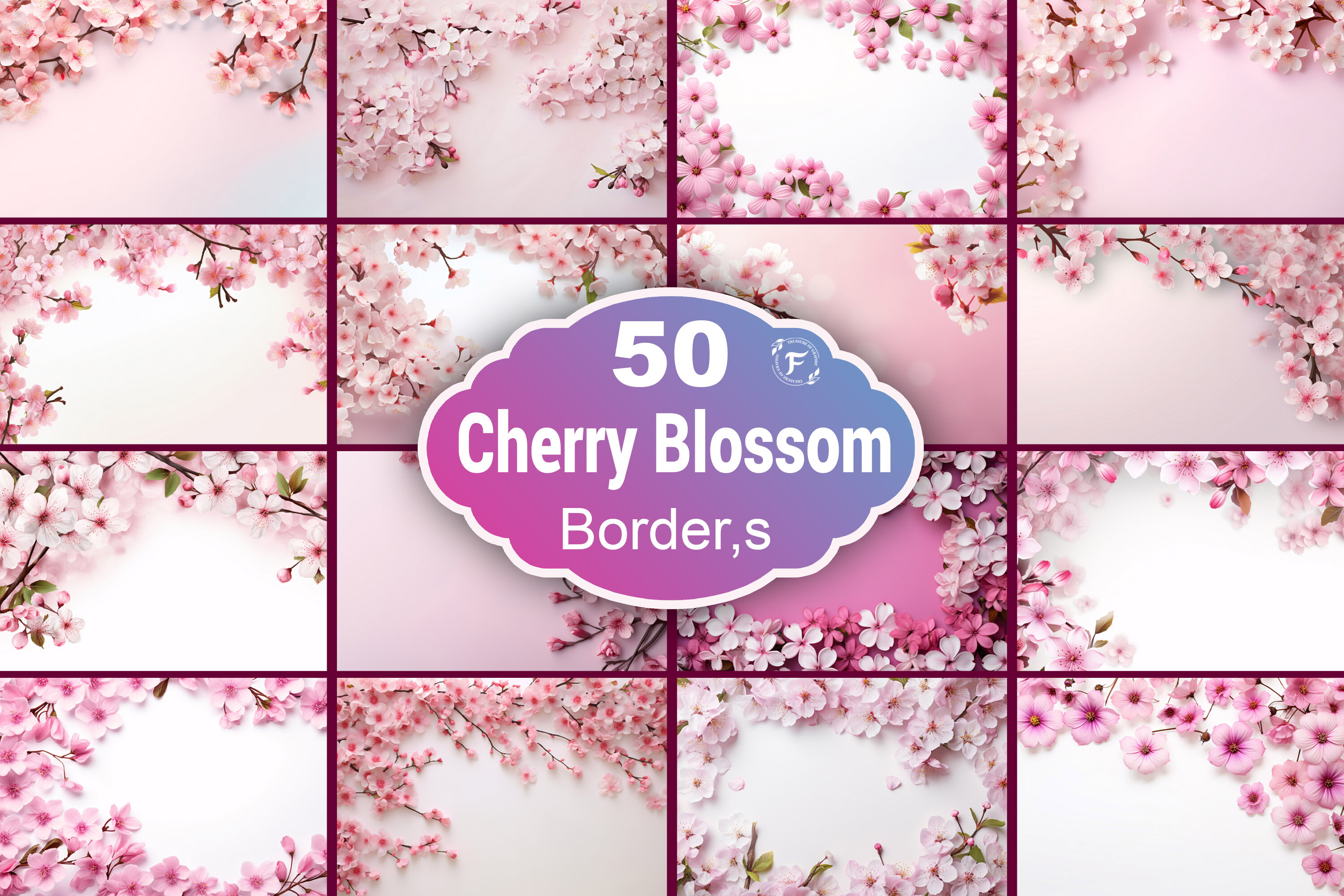 Cherry Blossom Flowers Border