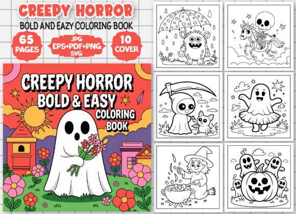 Creepy Horror Bold & Easy Coloring Book