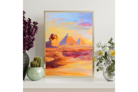 Egyptian Pyramids and Sphinx Print