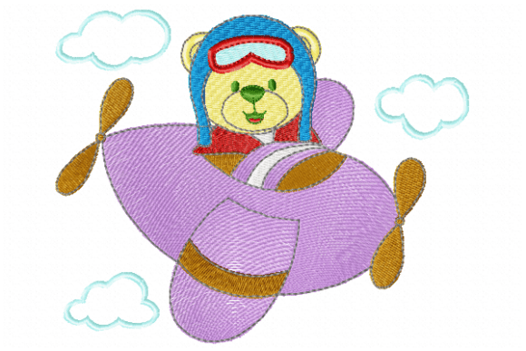 Flying Bear Embroidery Design
