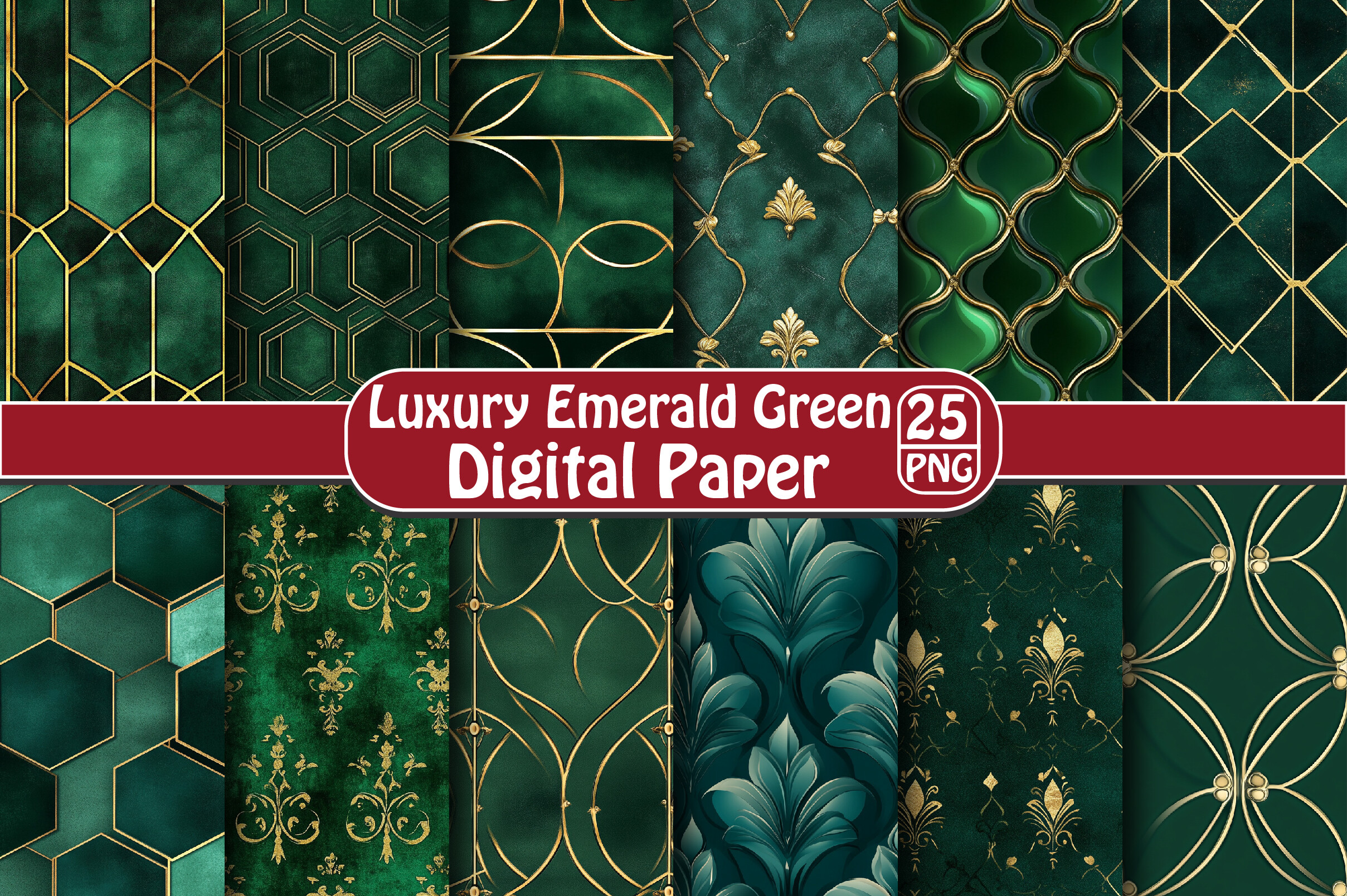 Luxury Emerald Green Digital Paper Graphic by Dream Print · Creative ...