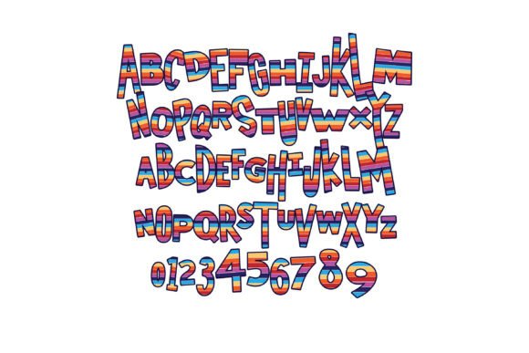 Rainbow Ribbons Font PNG with transparent background - Preview 1
