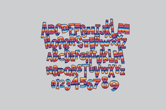 Rainbow Ribbons Font PNG with transparent background - Preview 2