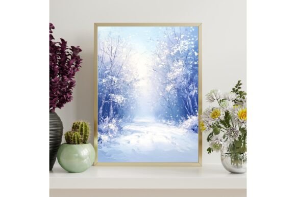 Snowy Forest Path Wall Art Print