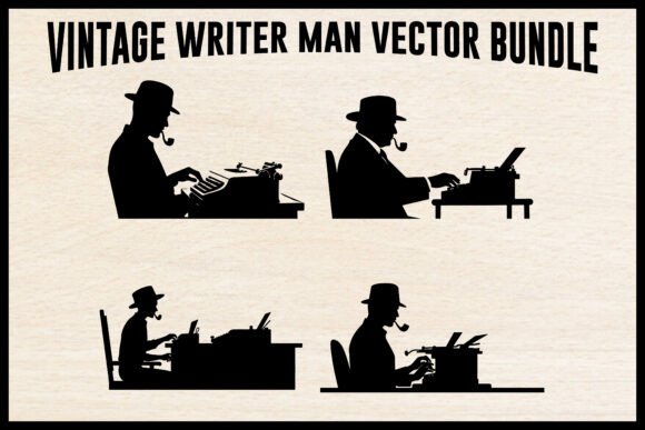 Vintage Writer Typewriter Vector Set