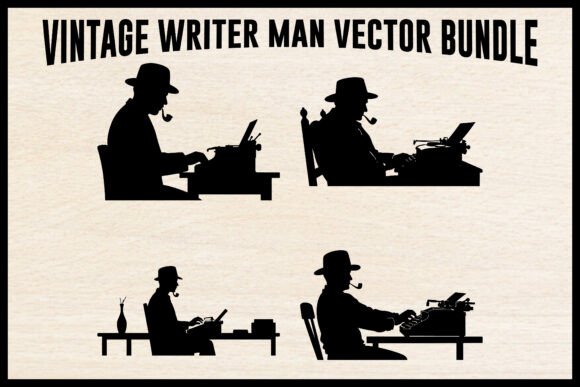 Vintage Writer Typewriter Vector Set