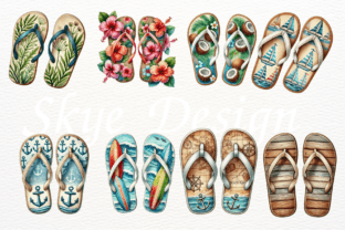 Watercolor Summer Flip Flops Clipart Graphic by Skye Design · Creative ...