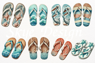 Watercolor Summer Flip Flops Clipart Graphic by Skye Design · Creative ...
