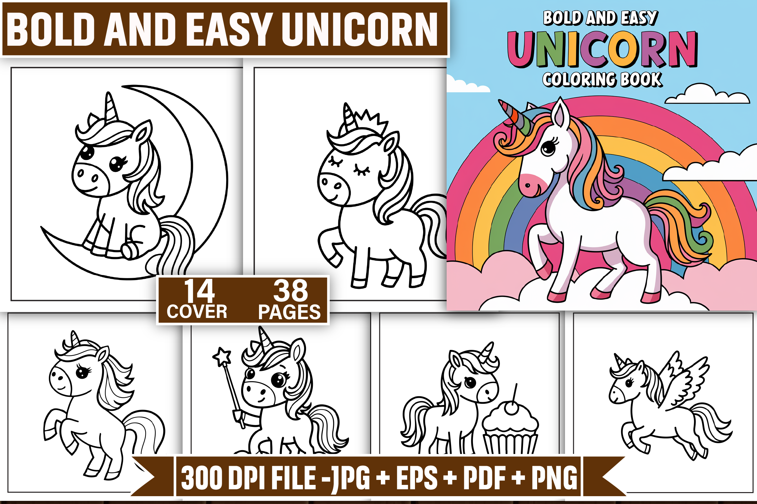 38 Bold and Easy Unicorn Coloring Pages