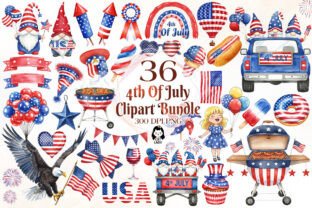 4th of July Watercolor Clipart Bundle Graphic by Cat Lady · Creative ...
