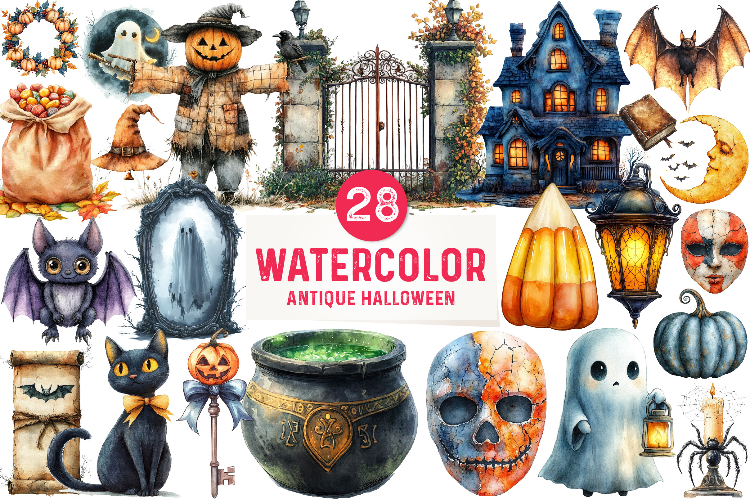 Antique Halloween Clipart Graphic by Dreamshop · Creative Fabrica