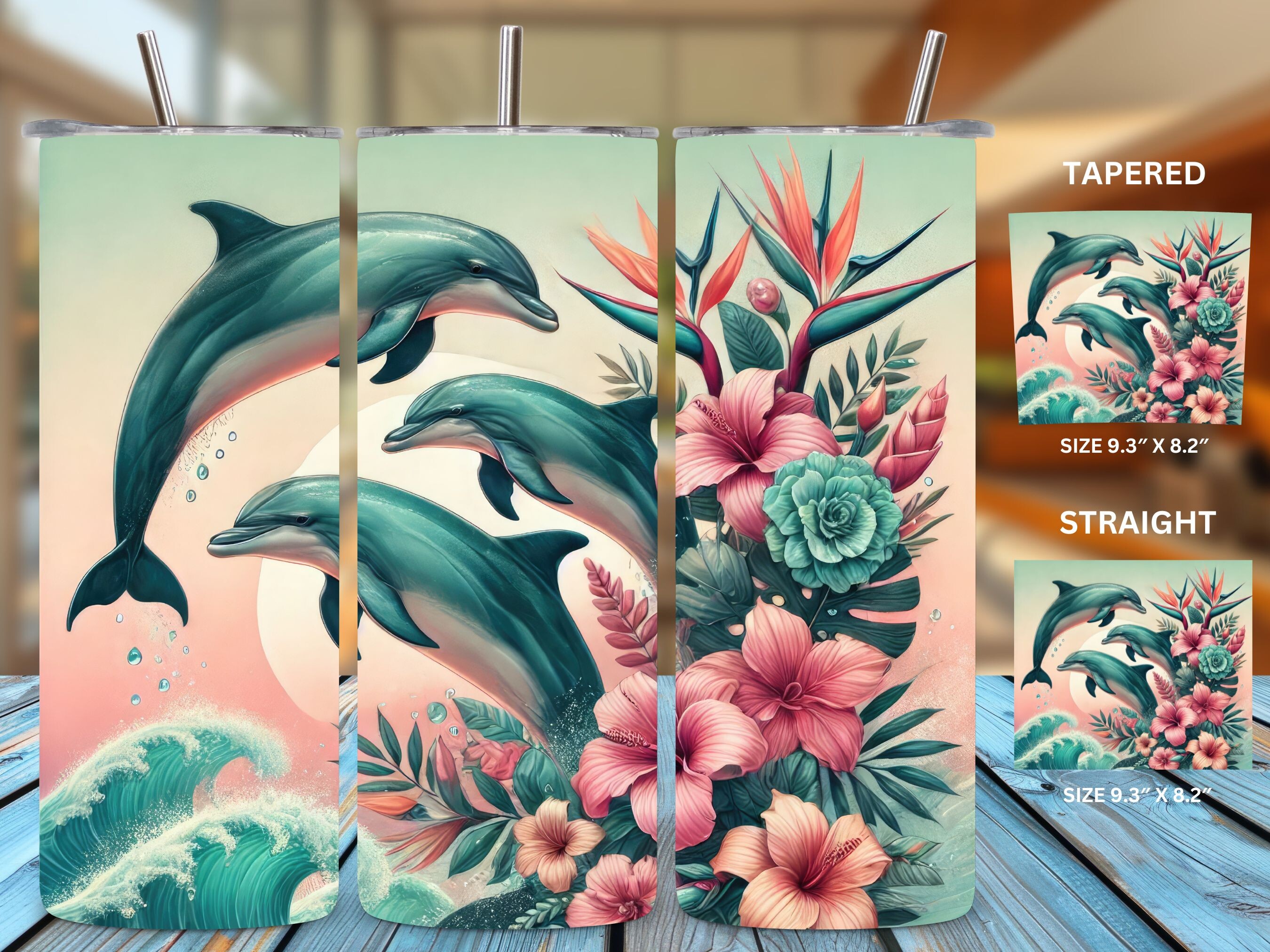Dolphin 20 Oz Skinny Tumbler Wrap Graphic by Puma Prints · Creative Fabrica