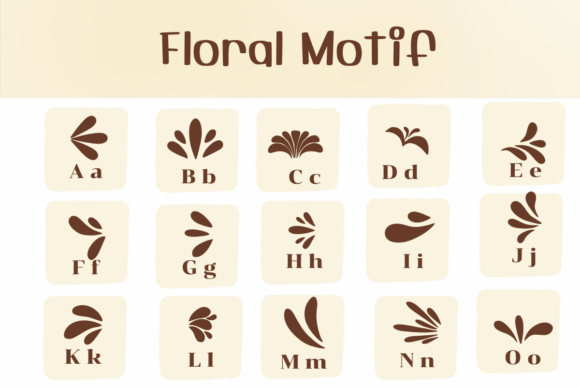 Floral Motif Font PNG with transparent background - Preview 1