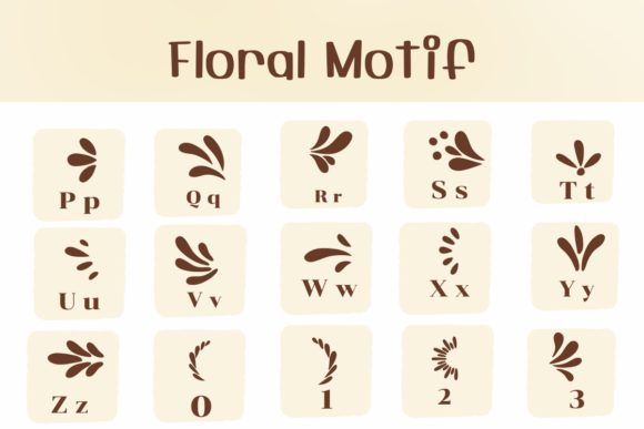 Floral Motif Font PNG with transparent background - Preview 2