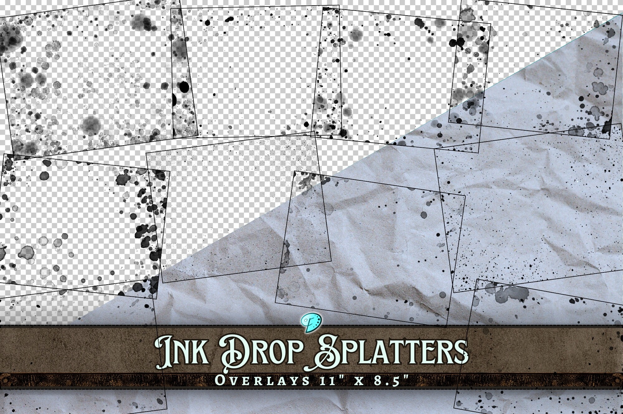 Ink Drop Splatters Overlays PNGs