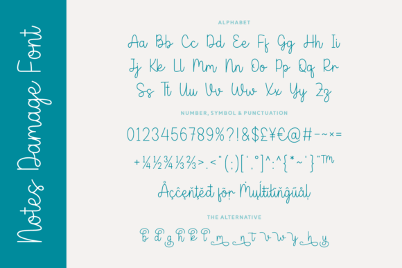 Notes Damage Font PNG with transparent background - Preview 4