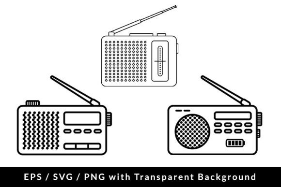 Radio Outline Icon Set SVG EPS PNG