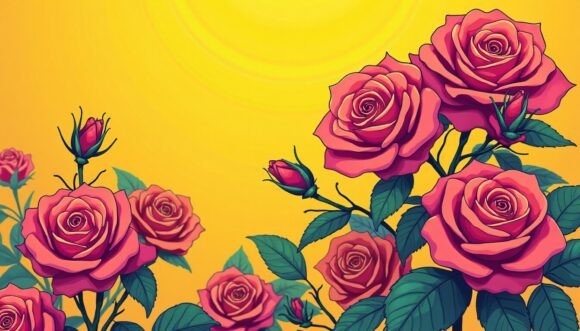 Retro 80s Roses, Vibrant Electric Color