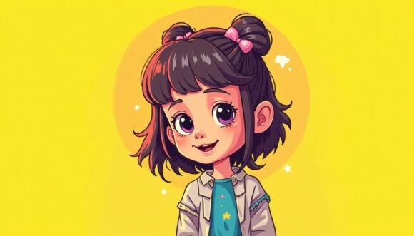 Retro 80s Vibe, Colorful Little Girl Art