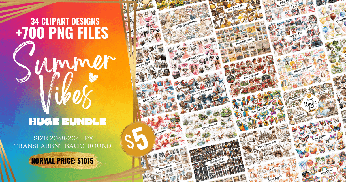 Summer Vibes Clipart Huge Bundle Bundle · Creative Fabrica