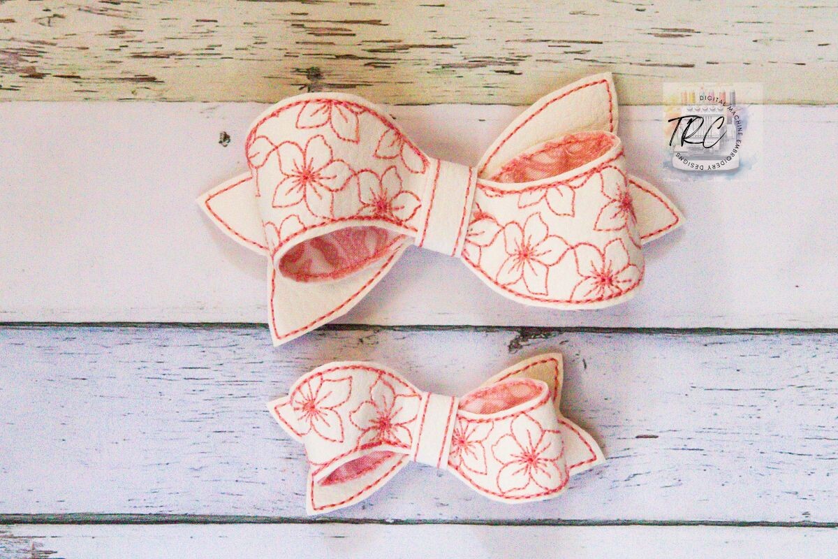 Twisted Flower Bow ITH Embroidery