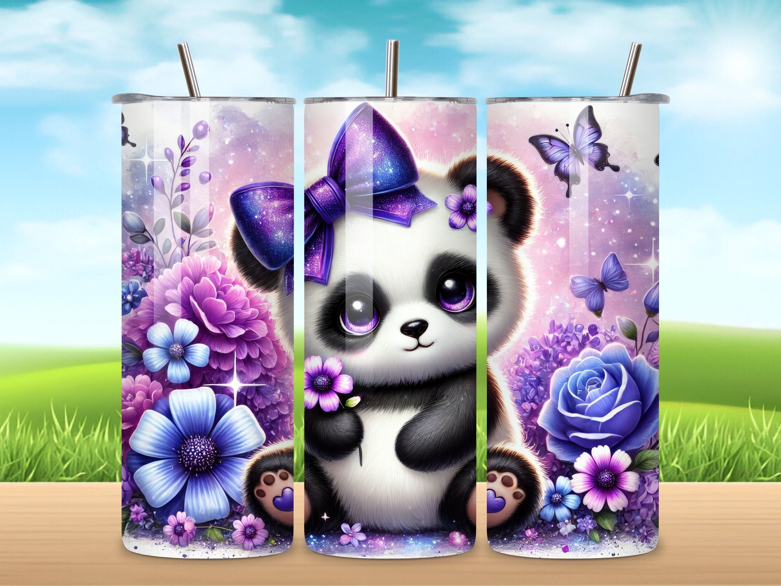 Cute Panda Bear 20oz Tumbler Wrap Graphic by Bee Prints · Creative Fabrica