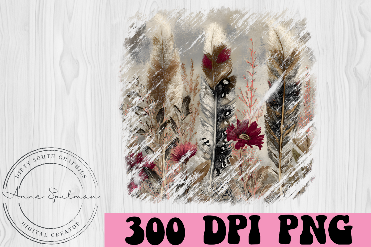 Boho Feathers Background Graphic by Dirty South Graphics · Creative Fabrica