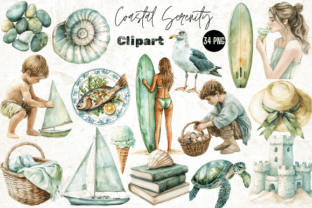 Coastal Serenity Watercolor Clipart Graphic by Yassou Bouhad · Creative ...
