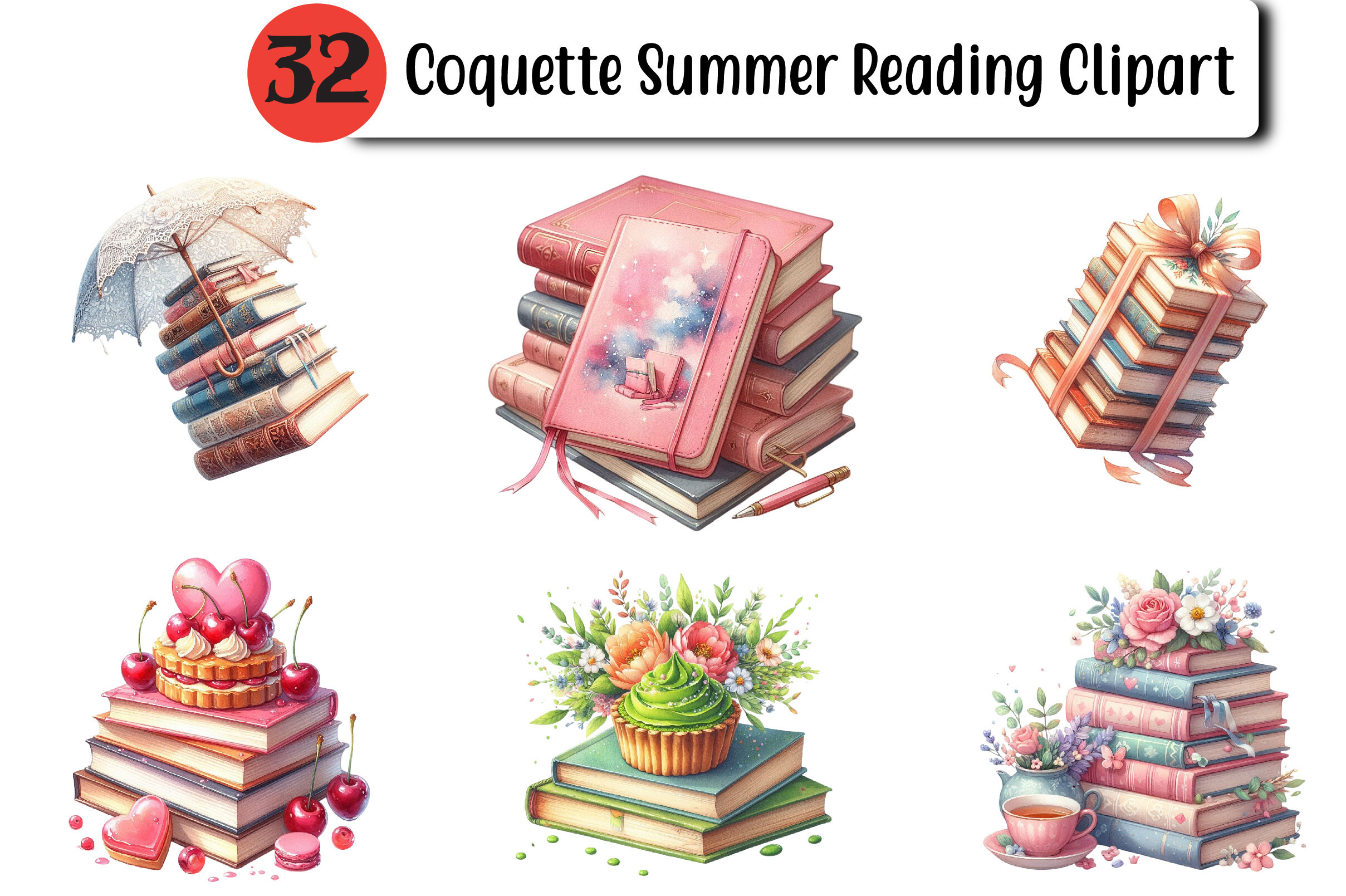 Coquette Summer Reading Clipart Graphic by Design Market · Creative Fabrica