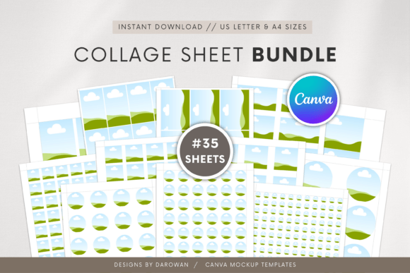Digital Collage Bundle Canva Template
