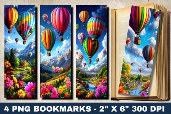 Hot Air Balloon Bookmarks Printable Png Graphic Crafts By Digital Donkey