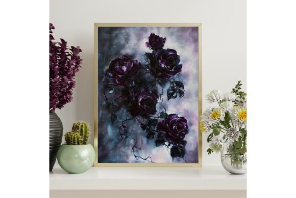 Printable Moody Dark Purple Roses Wall