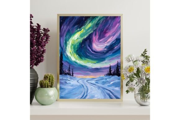 Vibrant Northern Lights Printable Wall