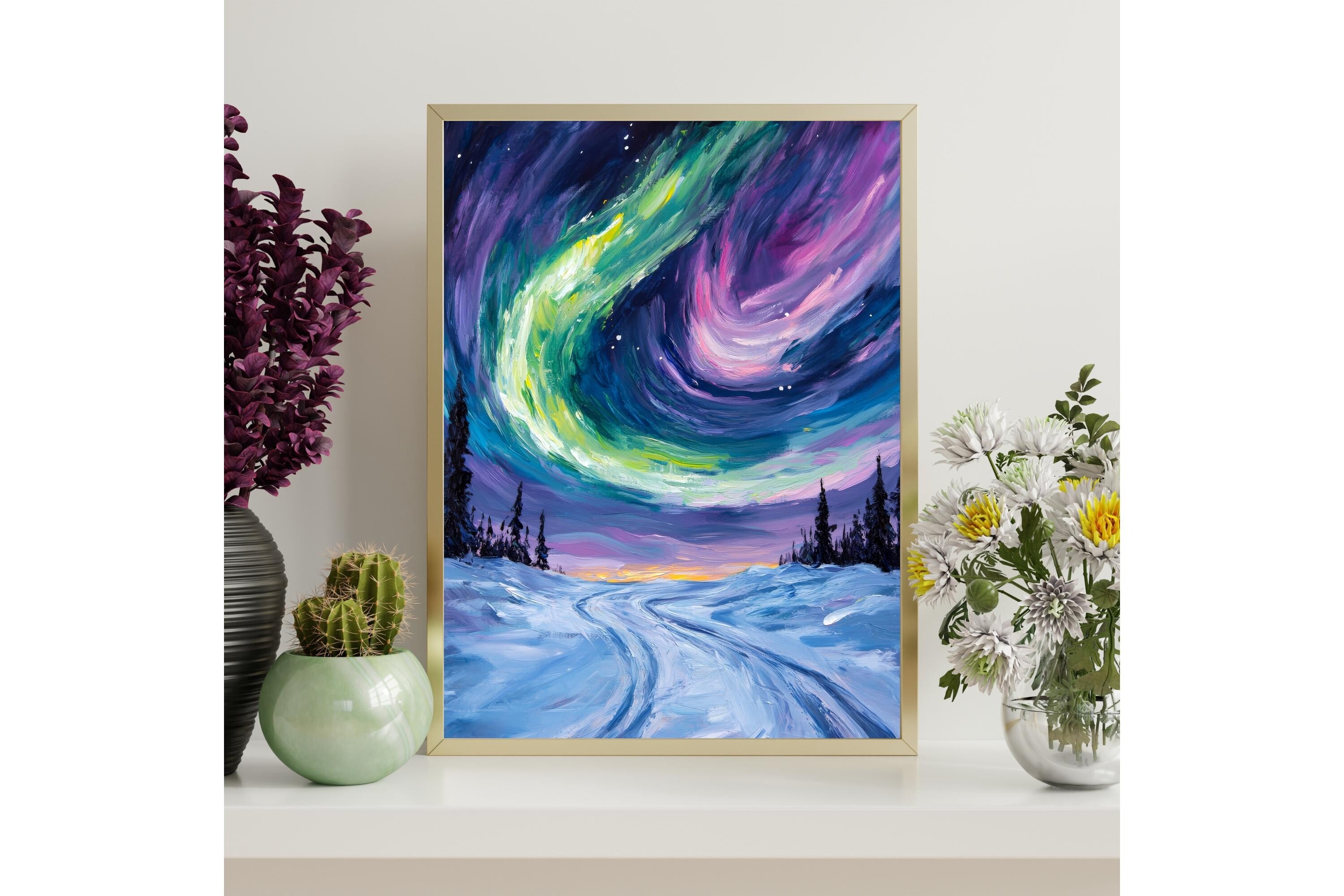 Vibrant Northern Lights Printable Wall